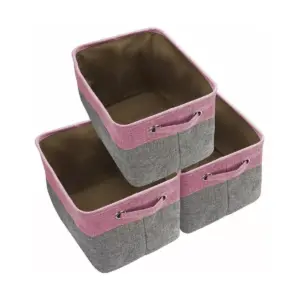 Sorbus 3pk Twill Storage Basket Set Pink