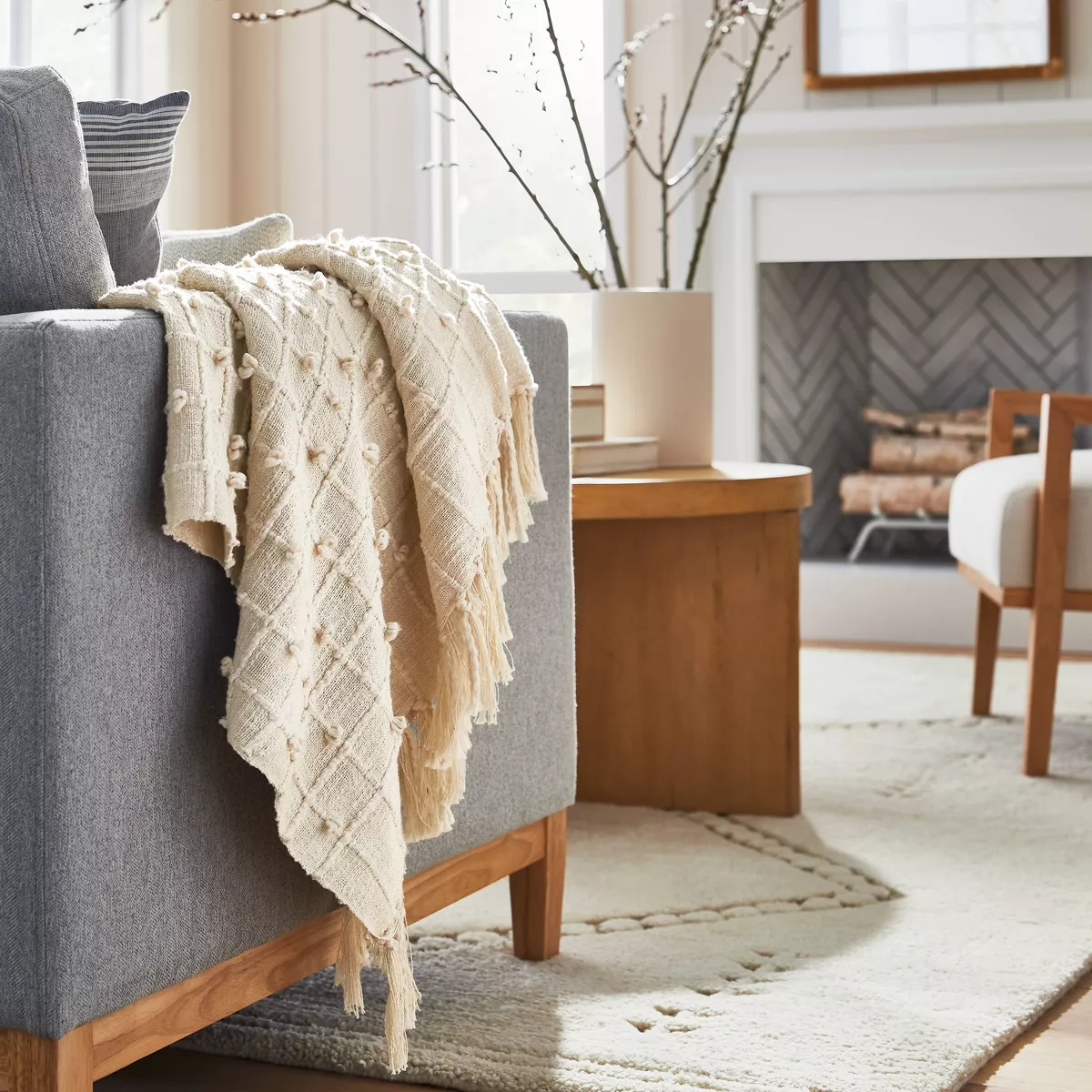 Woven Cotton Plaid Throw Blanket Cream - Threshold™ designed with Studio McGee