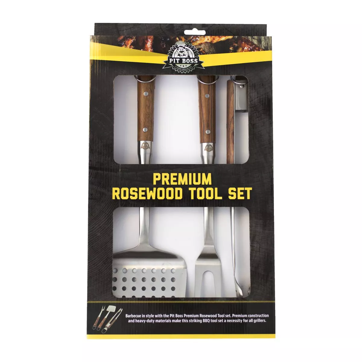 3pc Rosewood Grill Tool Set - Pit Boss