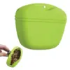 Silicone Dog Treat Snack Pouch Pet Food Container Training Waist Bag with Belt Clip, Green