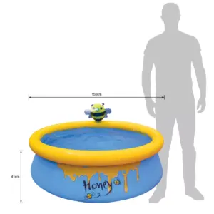 JLeisure Sun Club 12010 5 Foot x 16.5 Inch 1 to 2 Person Capacity Bee Spray 3D Above Ground Kid Inflatable Outdoor Backyard Swimming Pool, Blue