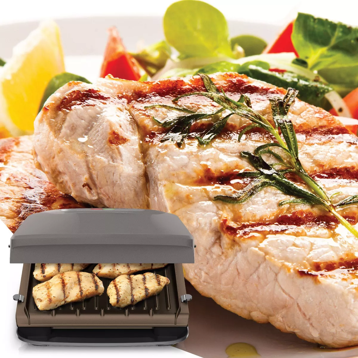 George Foreman Rapid Series 4-Serving Indoor Grill and Panini Press - Silver