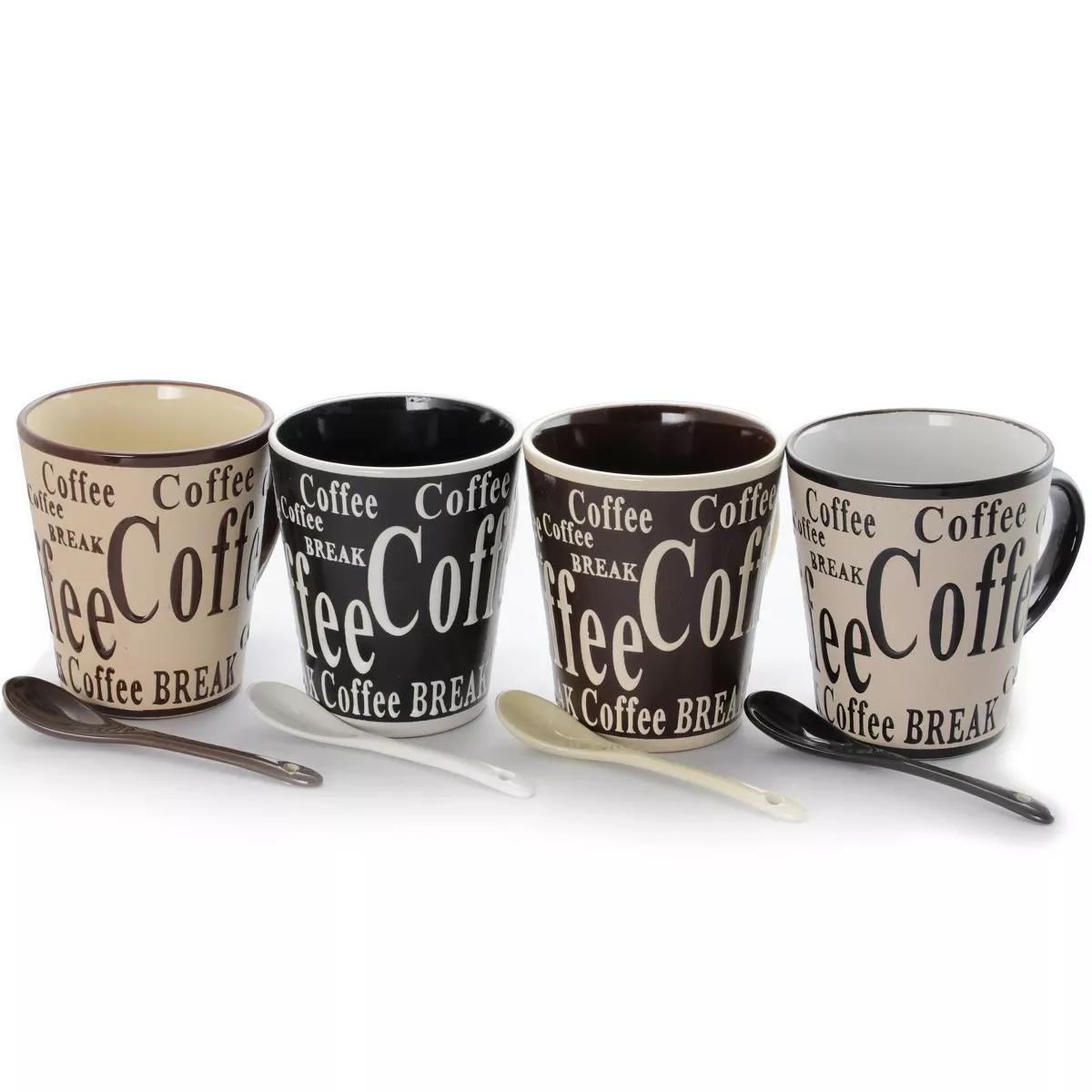 Gibson Home 13oz 8pk Stoneware Bareggio Coffee Mugs with Spoon Set