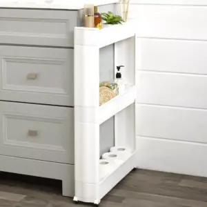 Lakeside 3-Tier Rolling Slim Cart for Tight Indoor Spaces - Compact Kitchen Storage