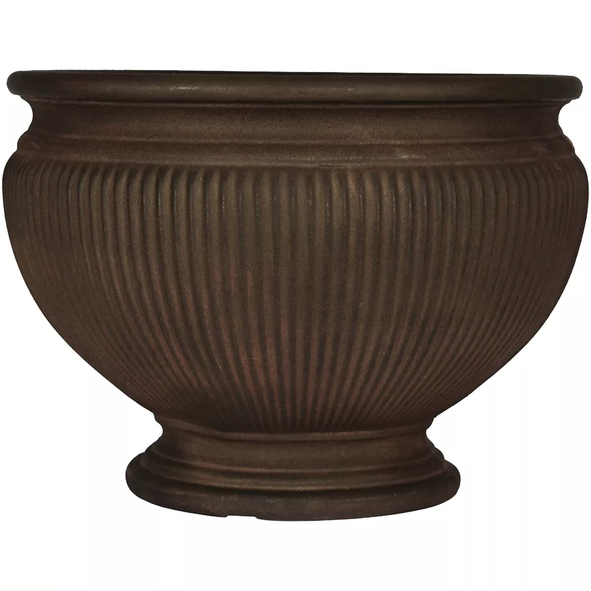 Sunnydaze Indoor/Outdoor Patio, Garden, or Porch Weather-Resistant Double-Walled Elizabeth Ribbed Urn Flower Pot Planter - 16" - Rust Finish
