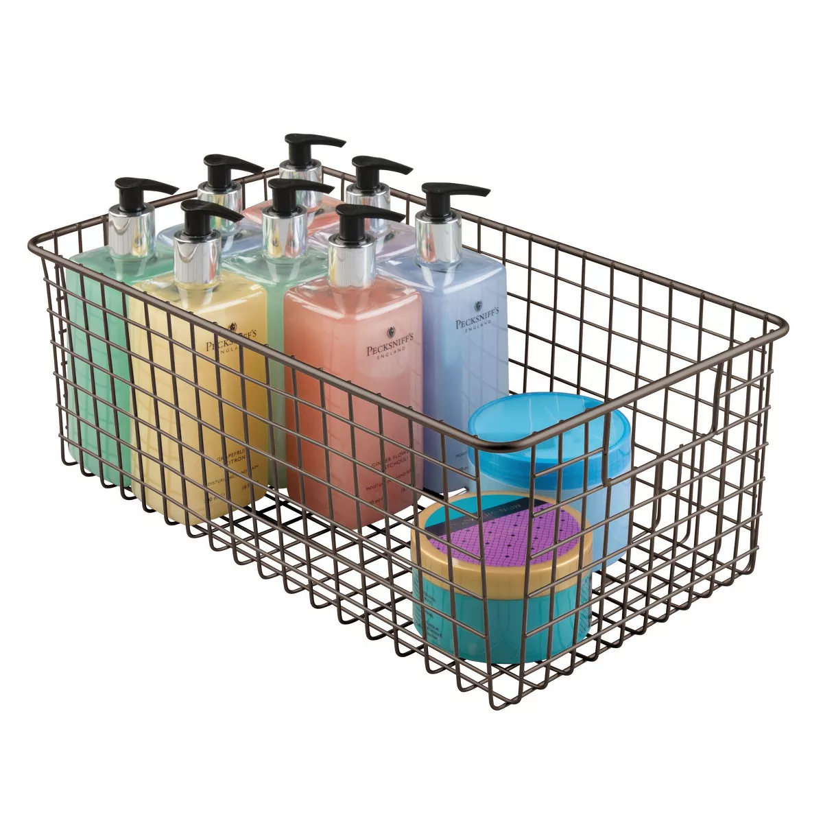 mDesign Metal Bathroom Storage Organizer Basket, 8 Pack - Bronze