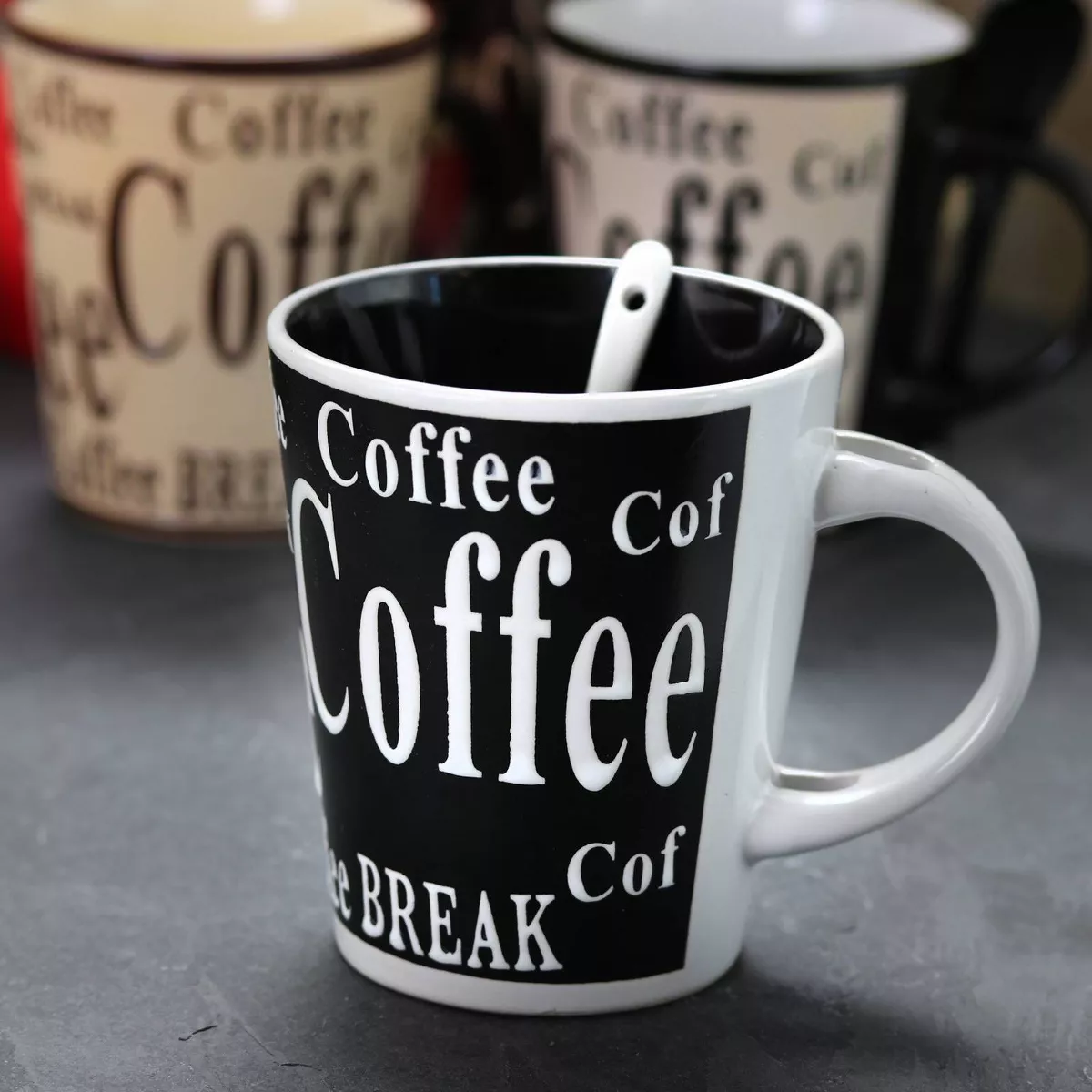 Gibson Home 13oz 8pk Stoneware Bareggio Coffee Mugs with Spoon Set