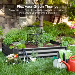 Best Choice Products 6x3x1ft Outdoor Metal Raised Garden Bed for Vegetables, Flowers, Herbs, Plants