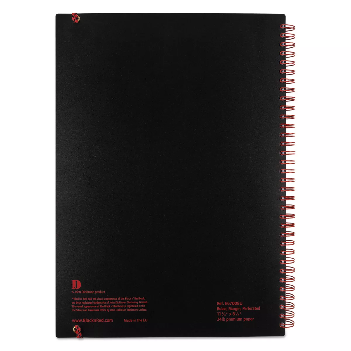 Black n' Red Twin Wire Poly Cover Notebook Legal Rule 11 3/4 x 8 1/4 70 Sheets E67008