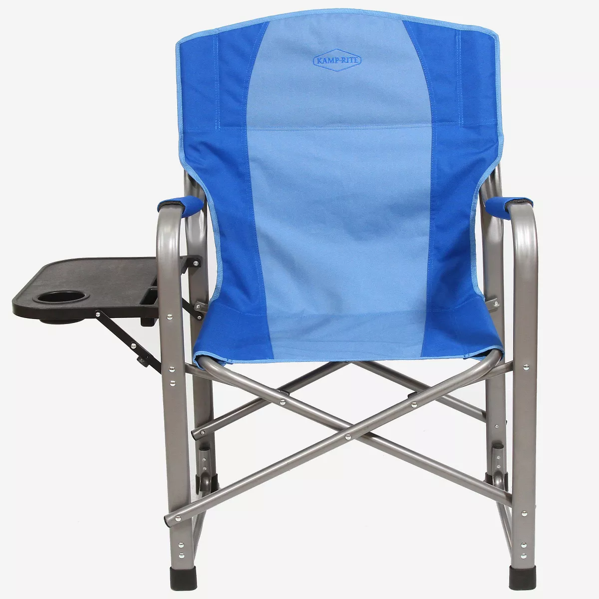 Kamp-Rite KAMPCC106 Director's Chair Outdoor Furniture Camping Folding Sports Chair with Side Table and Cup Holder, 2 Tone Blue
