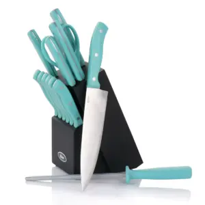 Oster Evansville 14 Piece Stainless Steel Cutlery Set in Light Blue