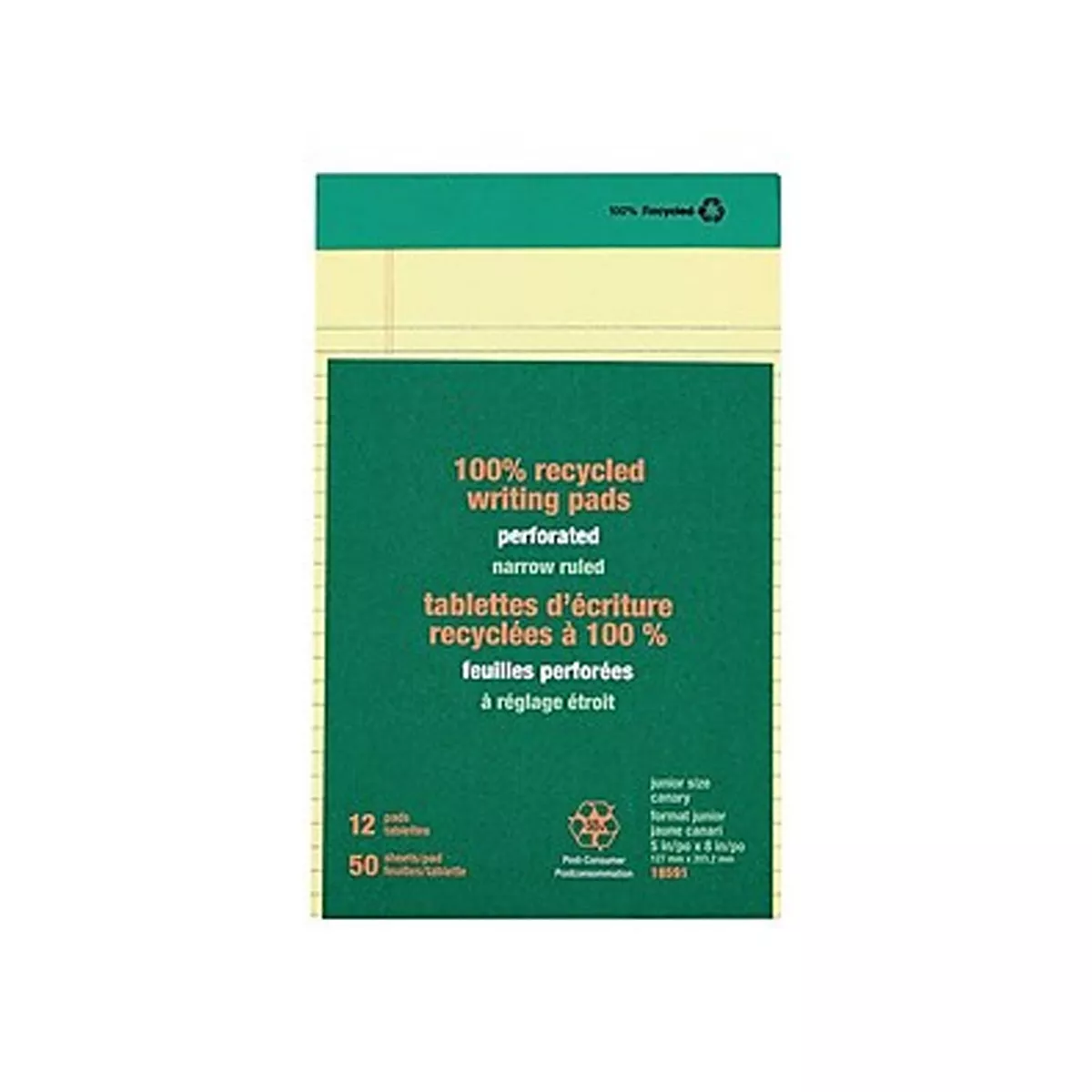 MyOfficeInnovations 100% Recycled Narrow Ruled Perforated Notepads Canary 5
