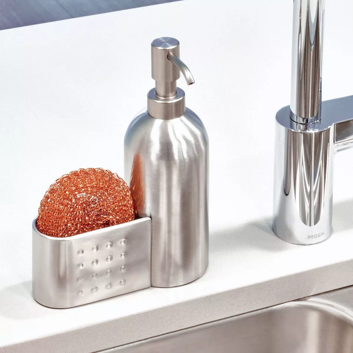 iDESIGN Forma Soap & Scrubby Caddy Silver