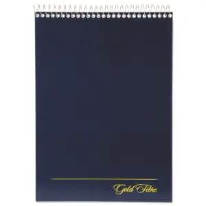 Ampad Gold Fibre Wirebound Writing Pad w/Cover 8 1/2 x 11 3/4 White Navy Cover 20815