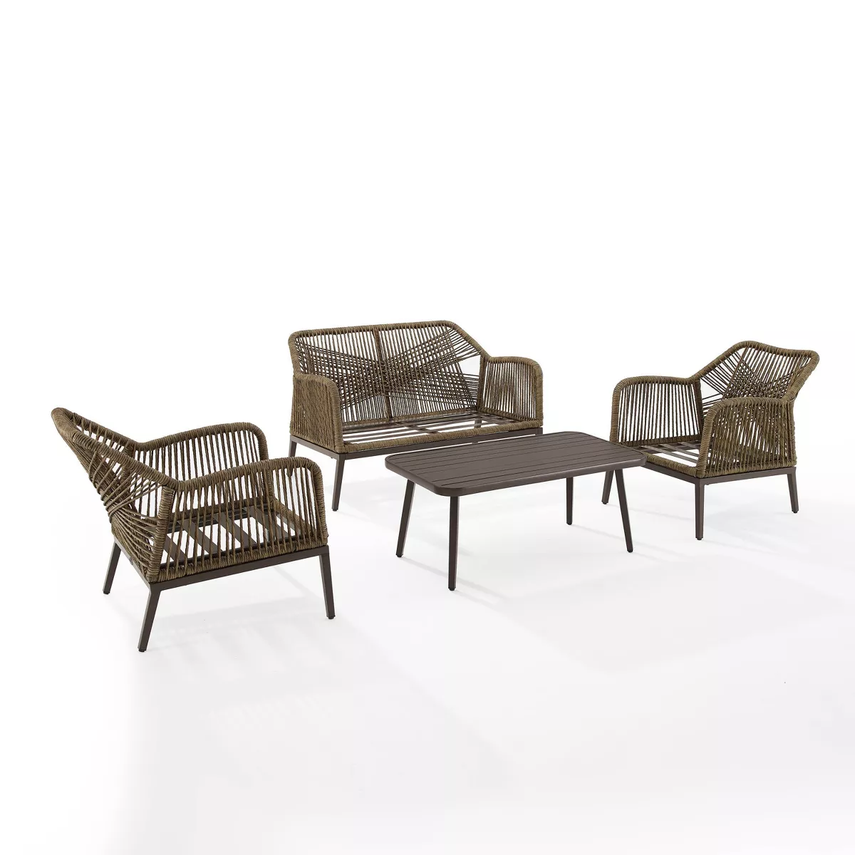 Haven 4pc Outdoor Wicker Conversation Set - Light Gray - Crosley