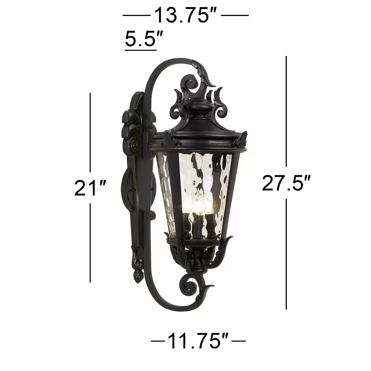 John Timberland Mediterranean Outdoor Wall Light Fixture Textured Black Scroll 27 1/2