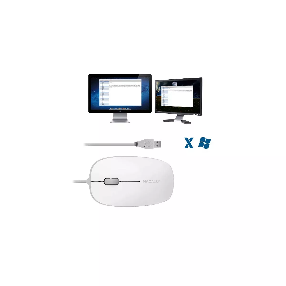 Macally Wired USB-A Optical Mouse With Smooth Soft Keys and Scroll Wheel