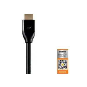 Monoprice Certified Premium High Speed HDMI Cable, 4K @ 60Hz, HDR, 18Gbps, 28AWG, YUV 4:4:4, 10ft, Black