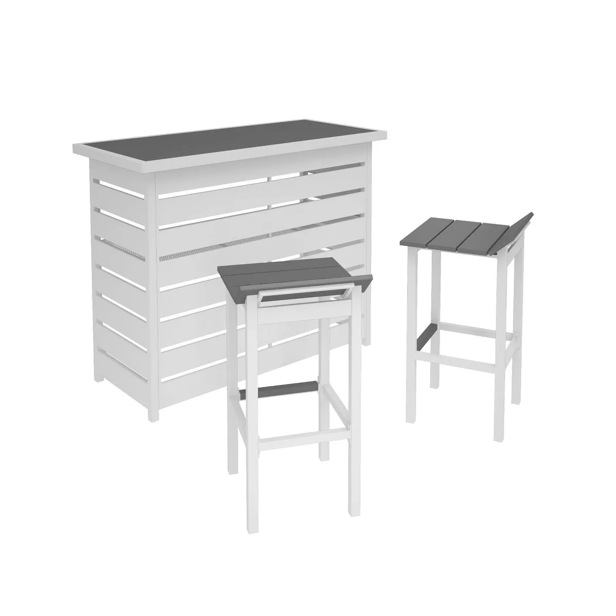Ariesa 3pc Outdoor Bar Set - White & Gray - CosmoLiving