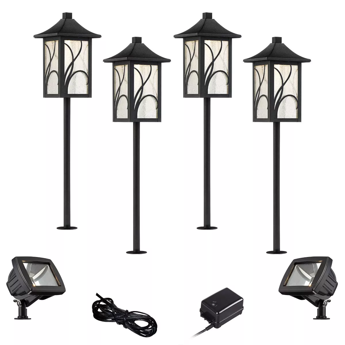 John Timberland Sleator Textured Black 8-Piece LED Path and Flood Light Set
