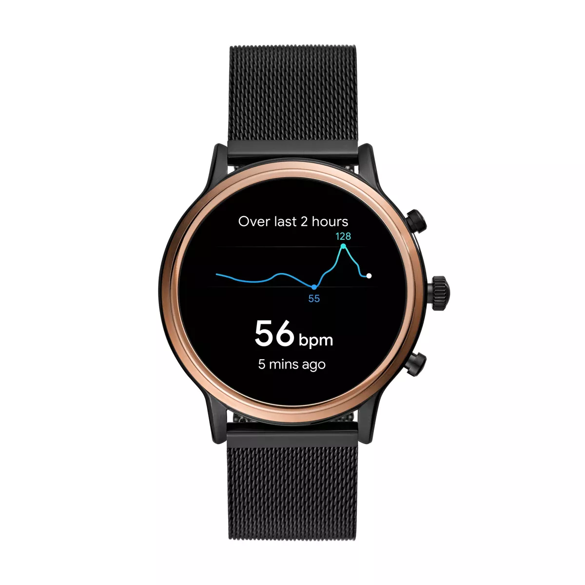 Fossil Gen 5 Smartwatch Julianna HR 44mm - Black Stainless Steel Mesh
