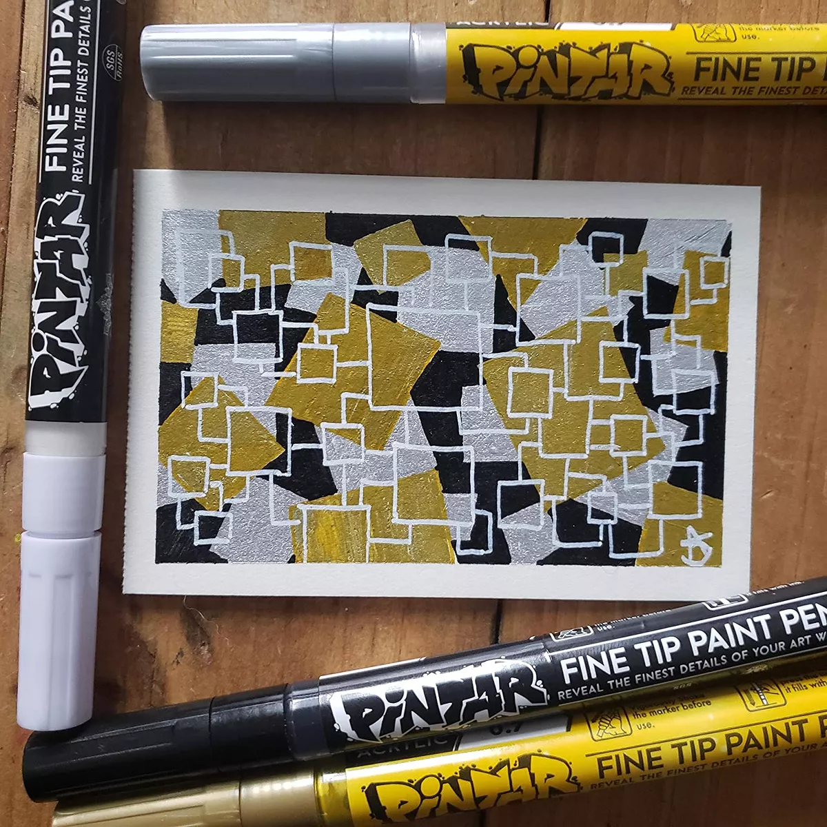 Pintar Art Supply Premium Acrylic Paint Gold and Silver 6-Pack Pens