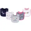 Little Treasure Baby Girl Cotton Bibs 5pk, Happy Rainbow, One Size