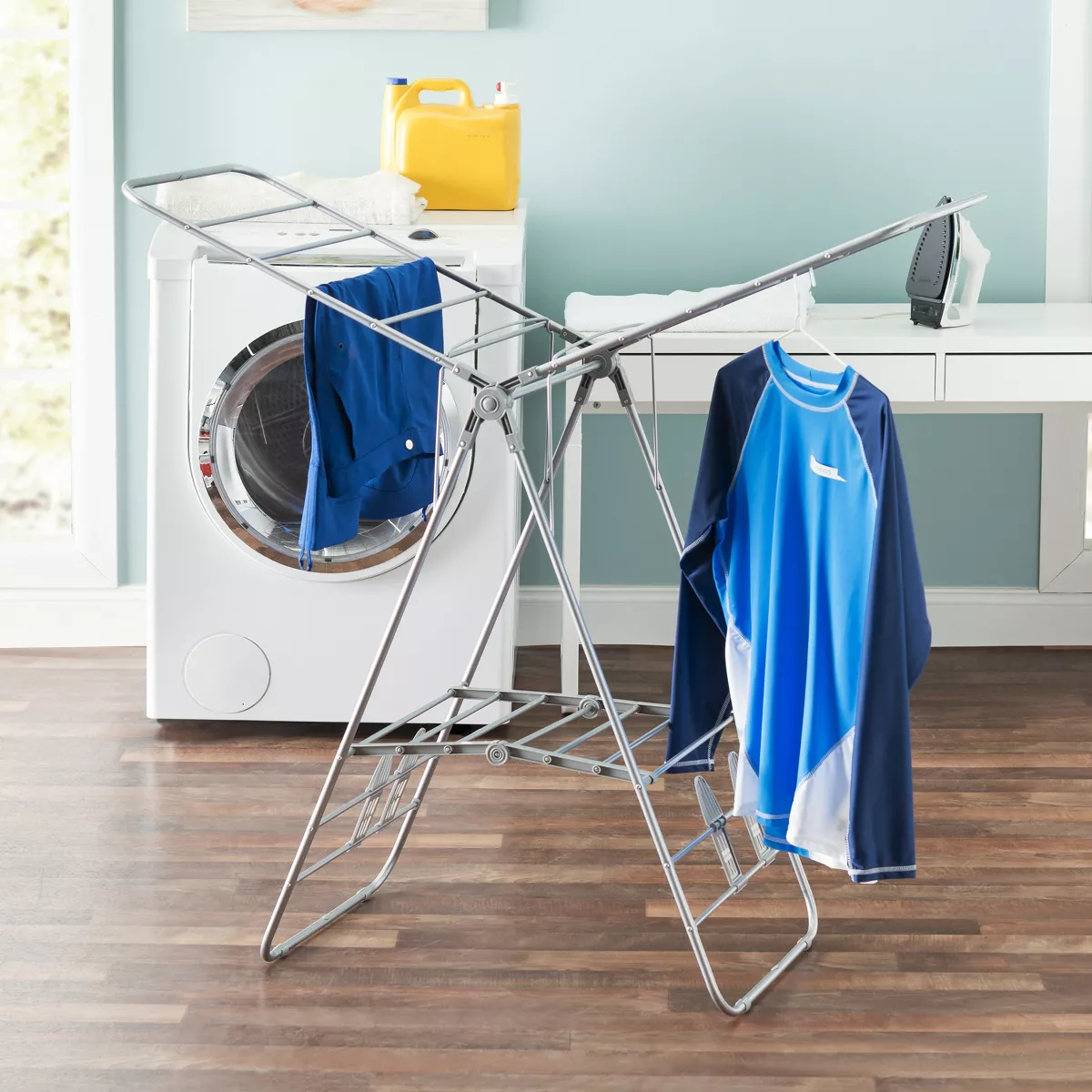 Sunbeam Folding and Collapsible Indoor and Outdoors Clothes Drying Rack, Silver
