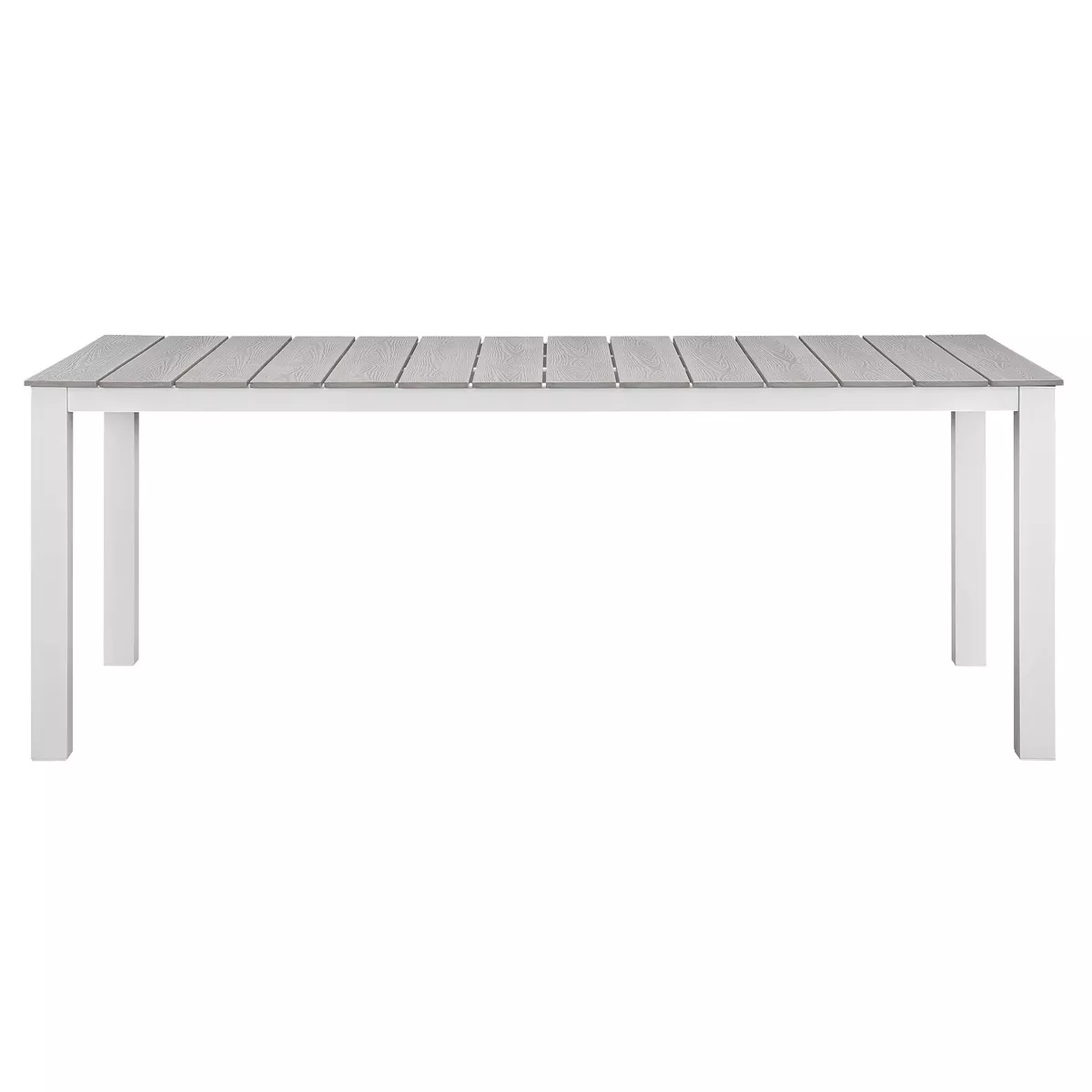 Maine 7pc Rectangle Metal Patio Dining Set - White/Light Gray - Modway