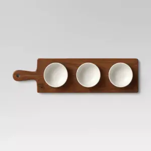4pc Wood Cutting Board and Ceramic Bowl Set - Threshold™