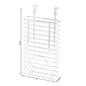Basicwise Over Cabinet Metal Plastic Bag and Grocery Bag Storage Holder, Chrome