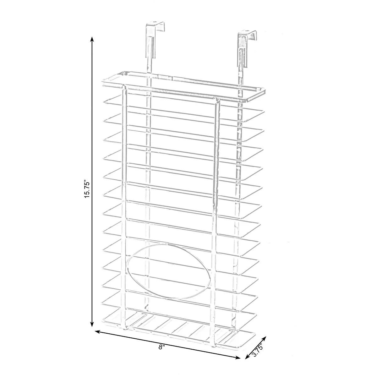 Basicwise Over Cabinet Metal Plastic Bag and Grocery Bag Storage Holder, Chrome