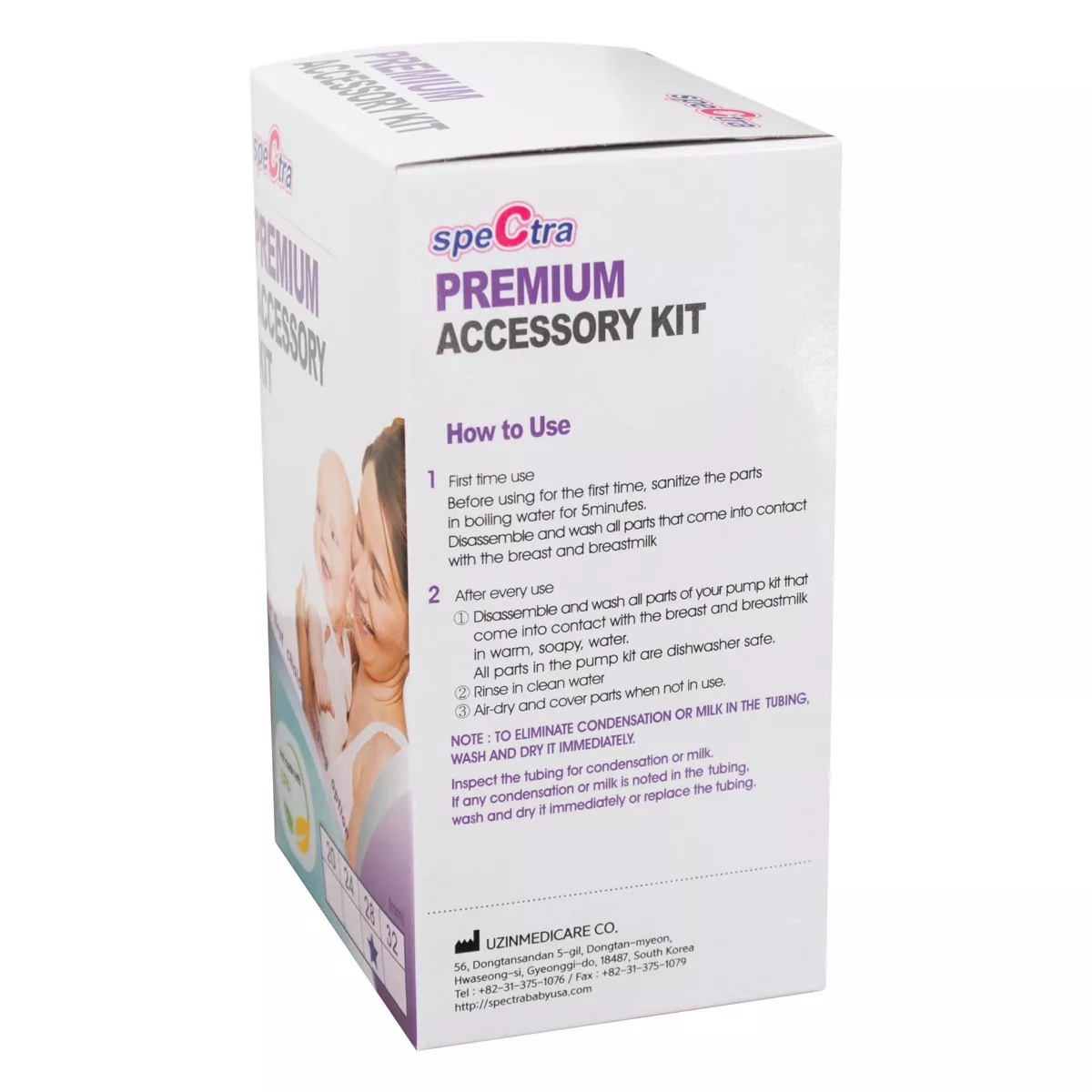 Spectra Breast Pump Premium Accessory Kit with 28mm Breast Flange, Replacement Parts, and Bottle