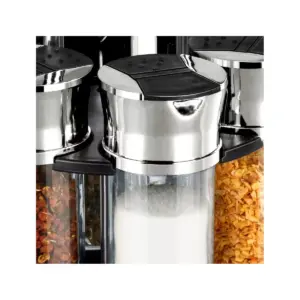 Home Basics Compact Carousel 6-Jar Spice Rack with Steel Carrying Handle, Black
