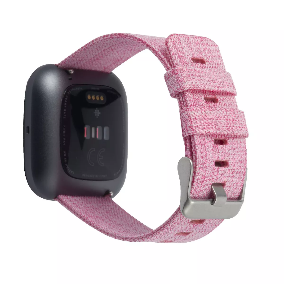 Insten Canvas Woven Fabric Band for Fitbit Versa 2 / 1 / Lite / SE, Replacement Strap, Rose Red