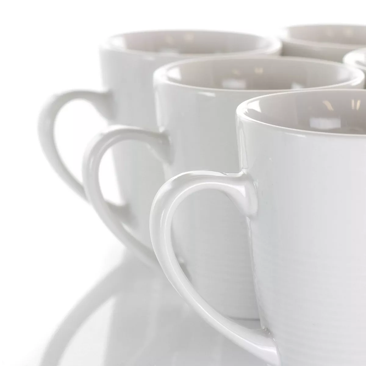 12oz 8pc Porcelain Amie Mug Set White - Elama