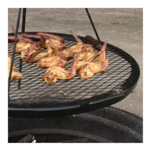 Sunnydaze Outdoor Camping or Backyard Heavy-Duty Steel Round X-Marks Fire Pit Cooking Grilling BBQ Grate - 22