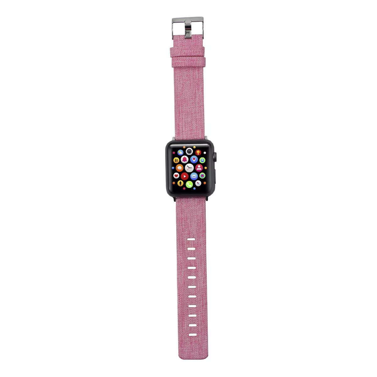 Insten Canvas Woven Fabric Band for Apple Watch 42mm 44mm All Series SE 6 5 4 3 2 1, For Women Girls Replacement Strap, Rose Red
