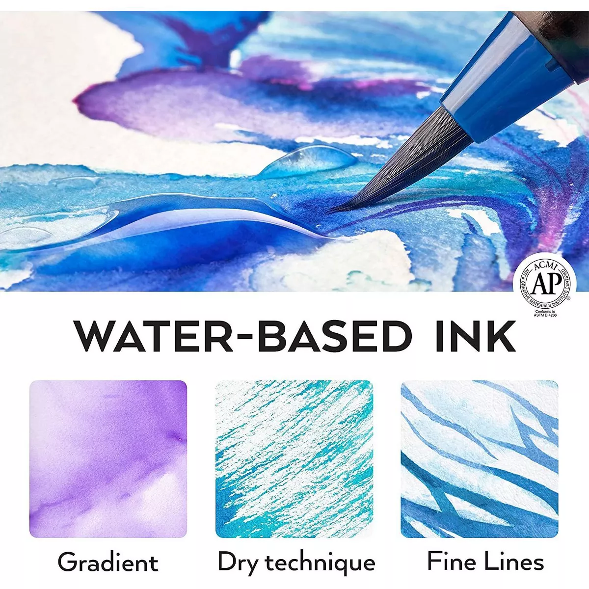 Arteza Blendable Ink Real Brush Tip Artist Brush Pens Set, Assorted Colors, Non-Toxic - 48 Pack (ARTZ-8090)