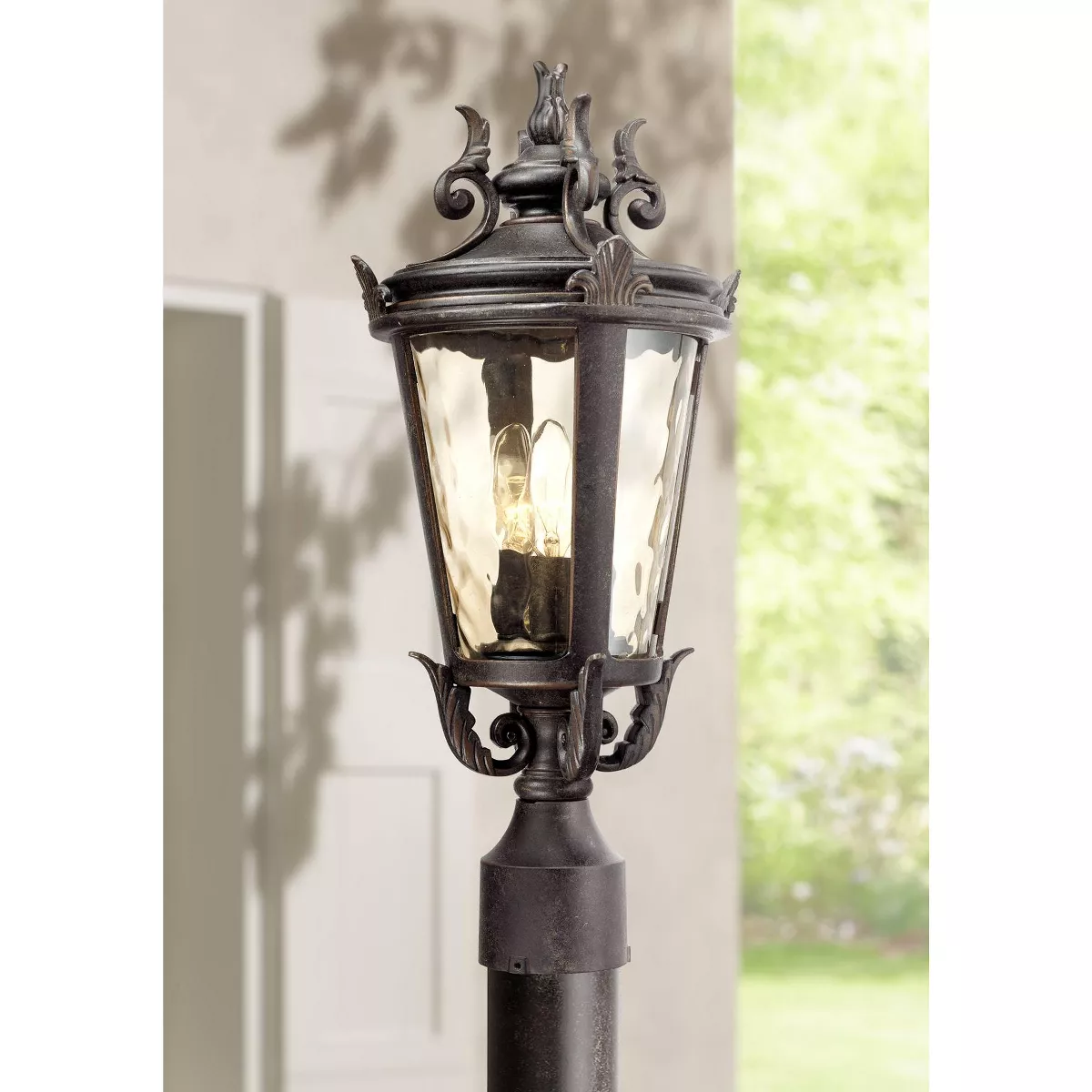John Timberland Traditional Outdoor Post Light Veranda Bronze Ornate Scroll 20 1/2
