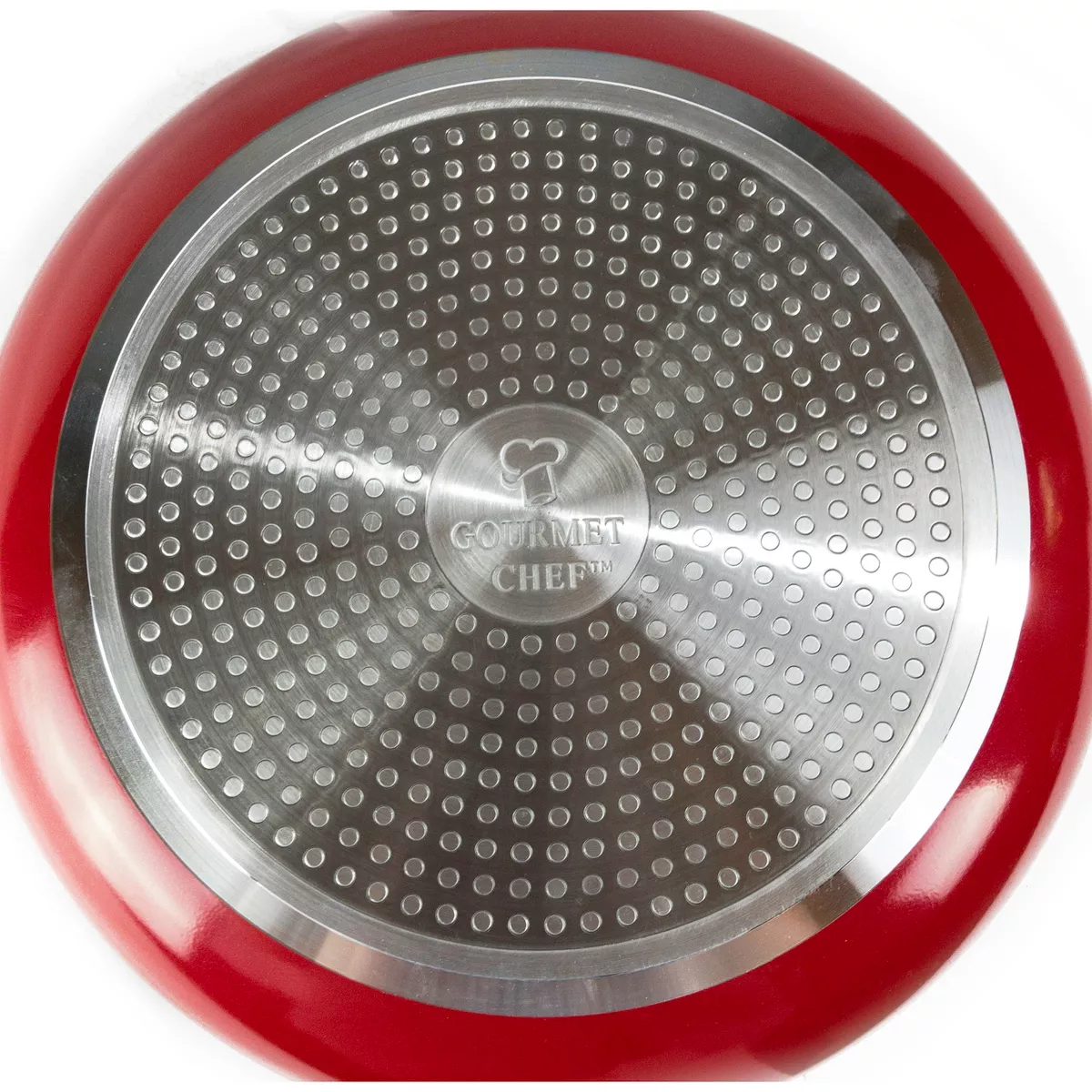 Gourmet Chef 8 Inch Non Stick Fry Pan with Induction Base - Red