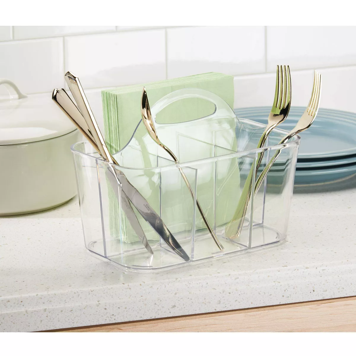 iDESIGN Clarity Flatware Caddy Clear