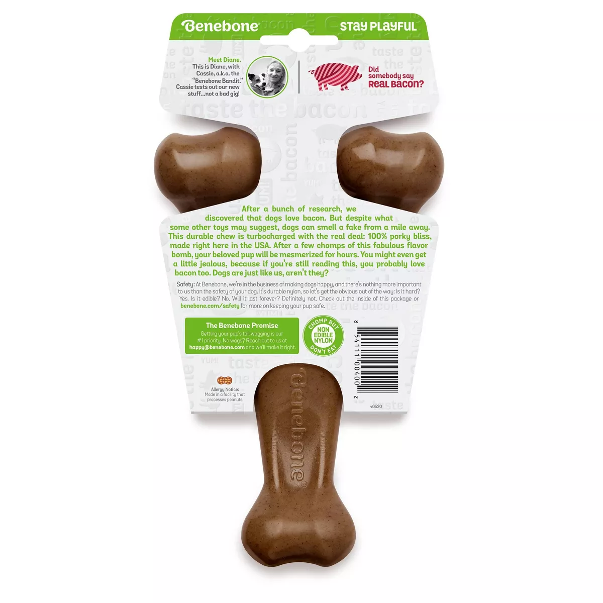 Benebone Wishbone Bacon Dog Toy - M