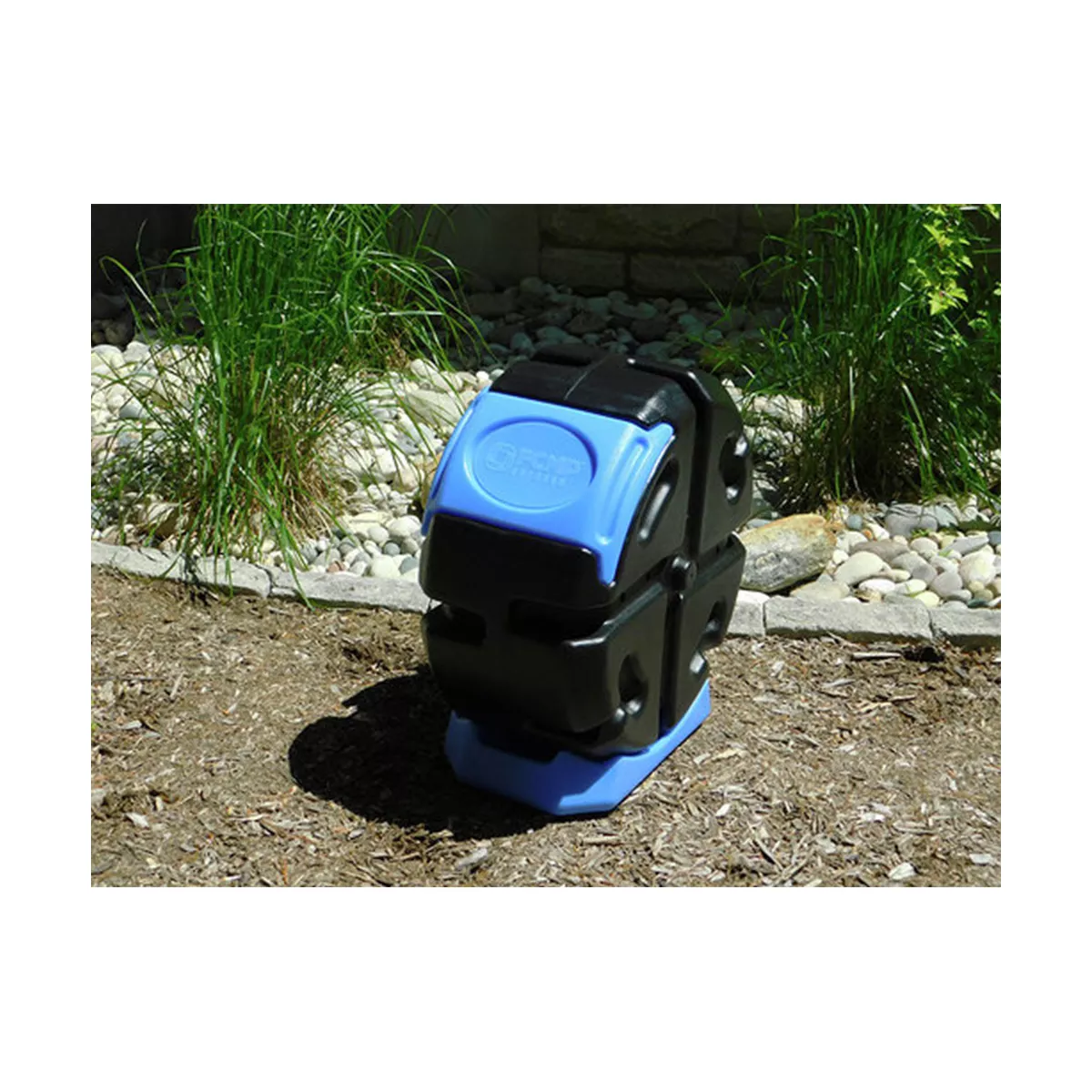 FCMP Outdoor Half Size 19 Gallon Plastic Rolling Composter Tumbler Bin, Blue