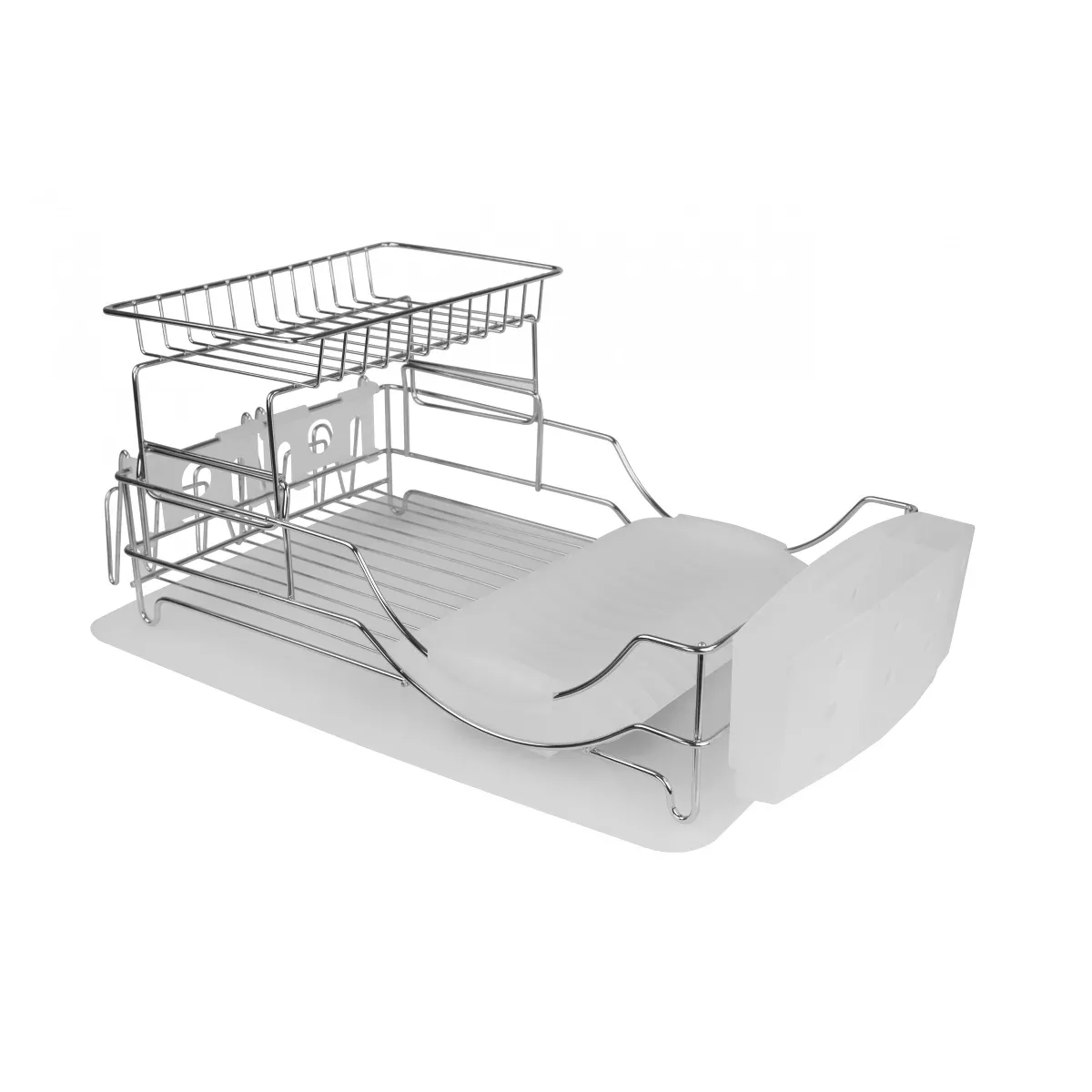 Home Basics Chrome Plated Steel 2 Tier Deluxe Dish Drainer