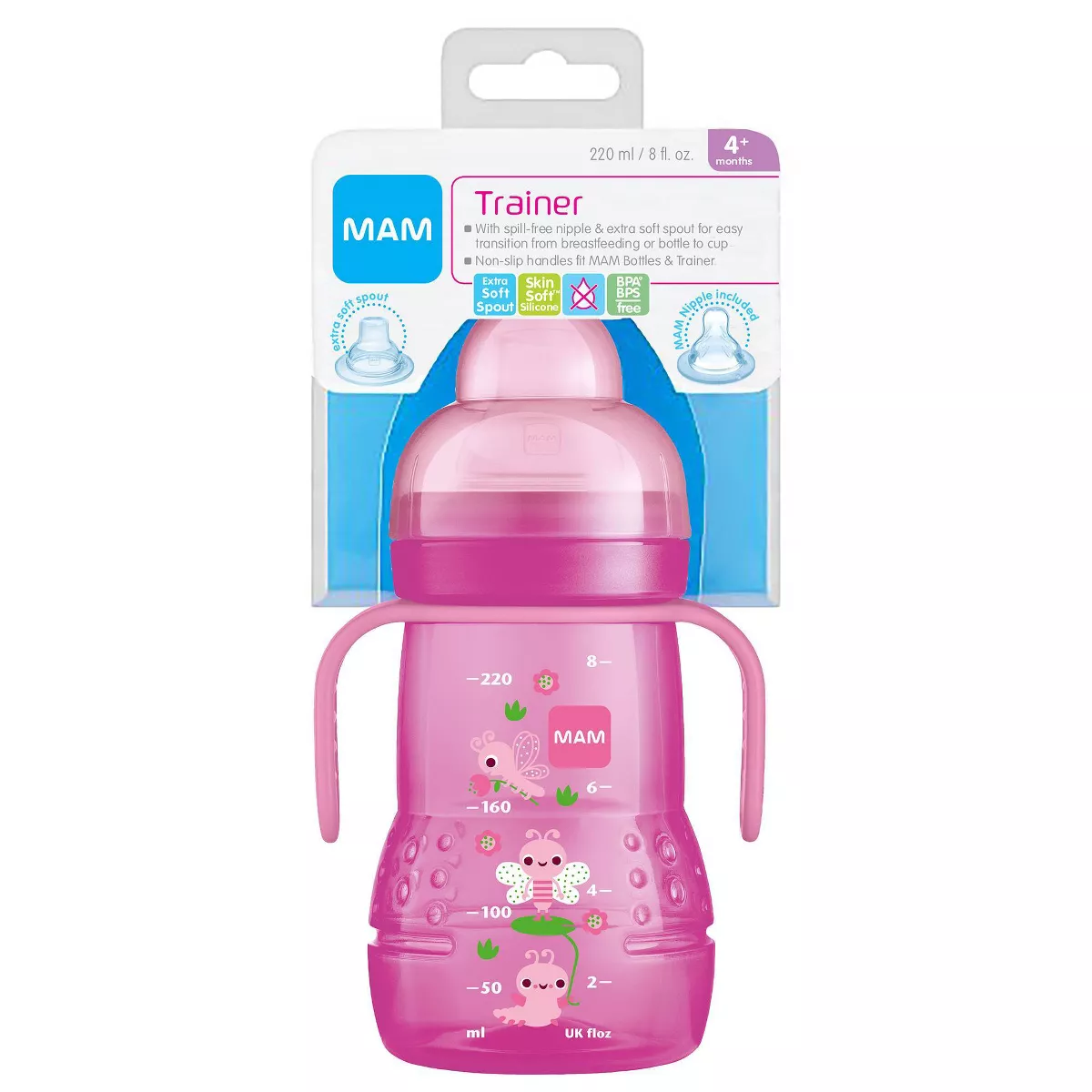 MAM Trainer Cup, 4+ Months - Pink - 8oz