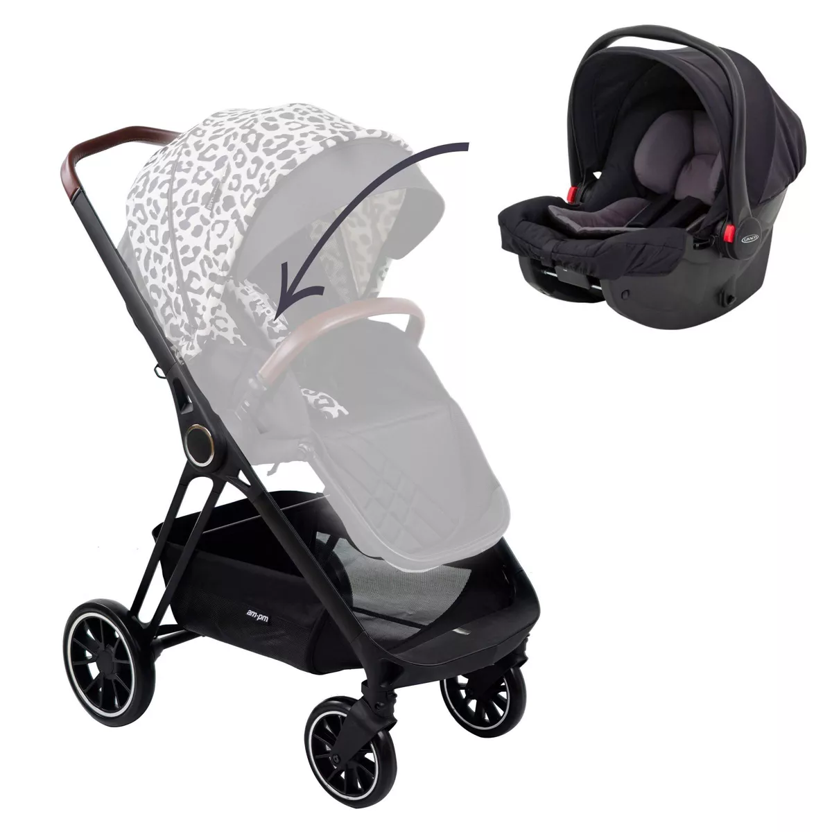 Your Babiie AM:PM Leopard Victoria Full Size Stroller