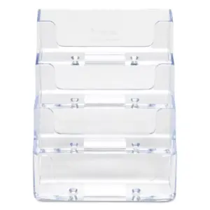 Deflecto Four-Pocket Countertop Business Card Holder Holds 2 x 3 1/2 Cards Clear 70841