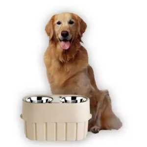 Pet Zone Store-N-Feed Pet Feeder Cat/Dog Bowl - White - 15lbs
