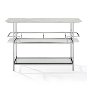 Aimee Bar with Paper Marble Top Chrome - Crosley